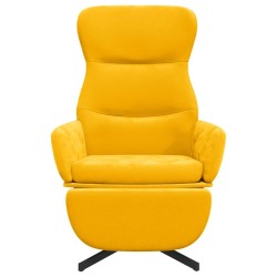 Chaise de relaxation avec repose-pied Jaune moutarde Velours 