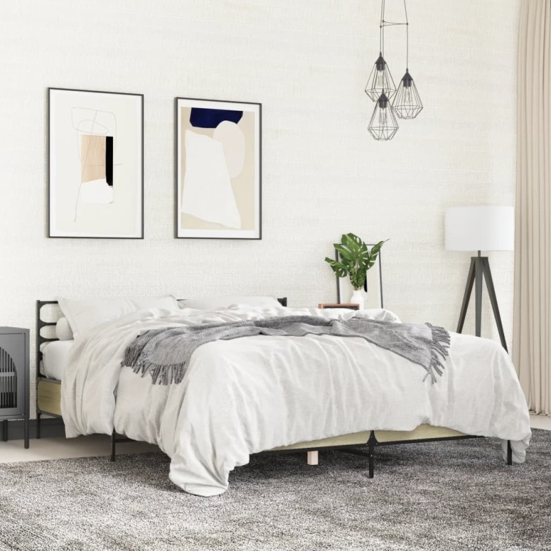 Cadre de lit sans matelas chêne sonoma 160x200 cm 