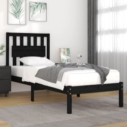 Cadre de lit sans matelas noir bois massif 100x200 cm 