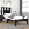Cadre de lit sans matelas noir bois massif 100x200 cm 