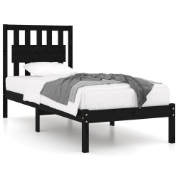Cadre de lit sans matelas noir bois massif 100x200 cm 