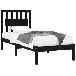 Cadre de lit sans matelas noir bois massif 100x200 cm 