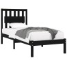 Cadre de lit sans matelas noir bois massif 100x200 cm 