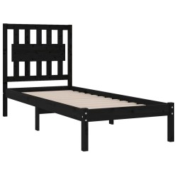 Cadre de lit sans matelas noir bois massif 100x200 cm 