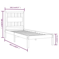Cadre de lit sans matelas noir bois massif 100x200 cm 