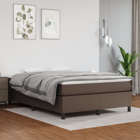 Cadre de lit sans matelas marron 140x190 cm similicuir 