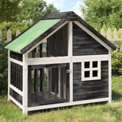 Chenil gris 96x60,5x87 cm bois de pin solide 