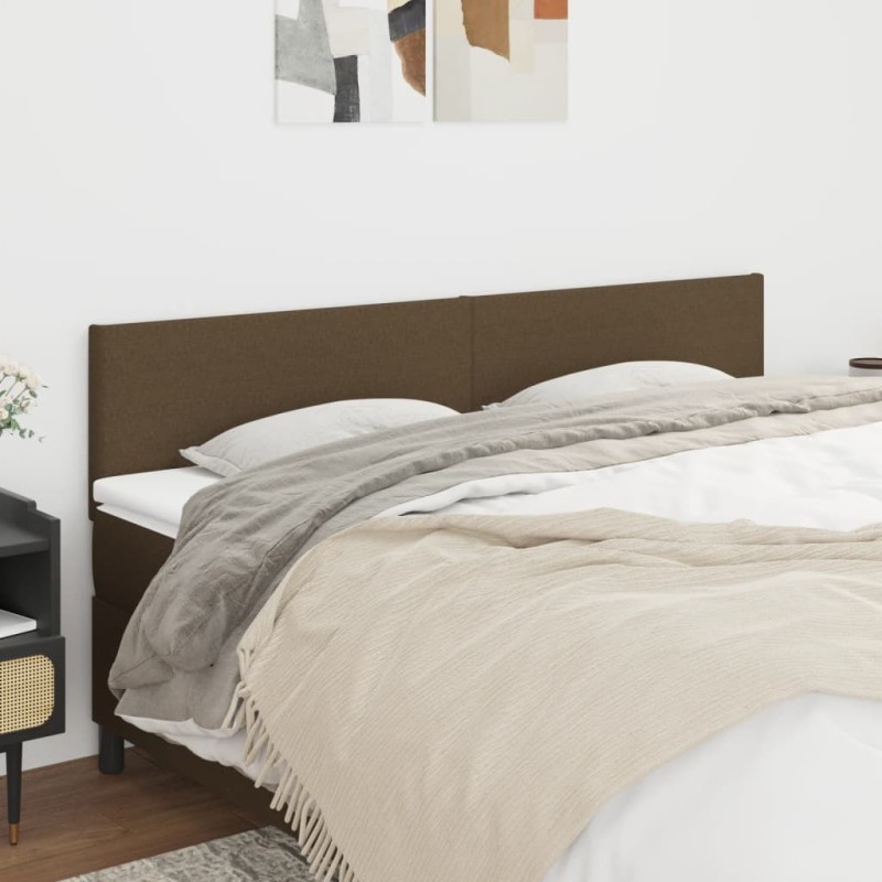 Têtes de lit 2 pcs Marron Foncé 80x5x78/88 cm Tissu 