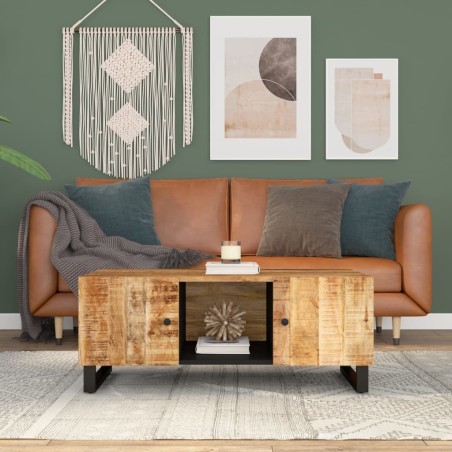 Table basse 100x54x40cm bois de manguier solide et d'ingénierie 