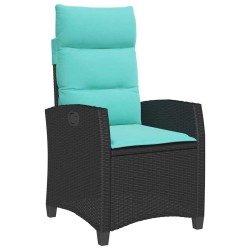 Chaise de jardin inclinable avec table d'appoint noir polyrotin 