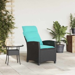 Chaise de jardin inclinable avec table d'appoint noir polyrotin 