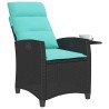 Chaise de jardin inclinable avec table d'appoint noir polyrotin 