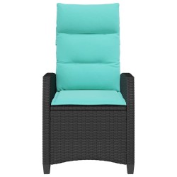 Chaise de jardin inclinable avec table d'appoint noir polyrotin 