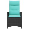 Chaise de jardin inclinable avec table d'appoint noir polyrotin 