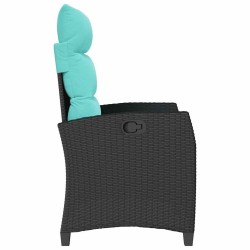 Chaise de jardin inclinable avec table d'appoint noir polyrotin 