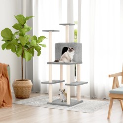 Arbre à chat avec griffoirs en sisal Gris clair 144,5 cm 