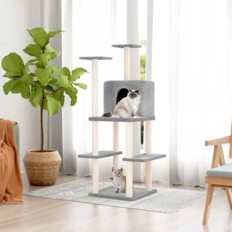 Arbre à chat avec griffoirs en sisal Gris clair 144,5 cm 