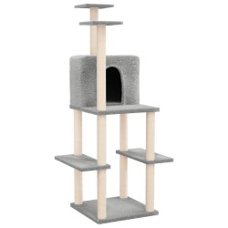 Arbre à chat avec griffoirs en sisal Gris clair 144,5 cm 