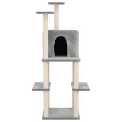 Arbre à chat avec griffoirs en sisal Gris clair 144,5 cm 