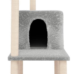 Arbre à chat avec griffoirs en sisal Gris clair 144,5 cm 