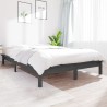 Cadre de lit sans matelas gris bois massif 
