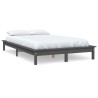 Cadre de lit sans matelas gris bois massif 