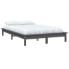 Cadre de lit sans matelas gris bois massif 