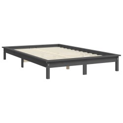 Cadre de lit sans matelas gris bois massif 