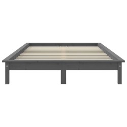 Cadre de lit sans matelas gris bois massif 