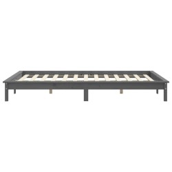 Cadre de lit sans matelas gris bois massif 