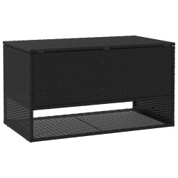 Coffre à coussins d'extérieur noir 100x55x55,5cm résine tressée 