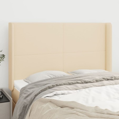 Tête de lit avec oreilles Crème 147x16x118/128 cm Tissu 