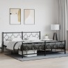 Cadre de lit métal sans matelas avec pied de lit noir 193x203cm 