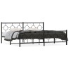 Cadre de lit métal sans matelas avec pied de lit noir 193x203cm 
