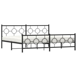 Cadre de lit métal sans matelas avec pied de lit noir 193x203cm 