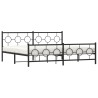 Cadre de lit métal sans matelas avec pied de lit noir 193x203cm 