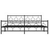 Cadre de lit métal sans matelas avec pied de lit noir 193x203cm 