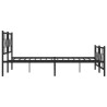 Cadre de lit métal sans matelas avec pied de lit noir 193x203cm 