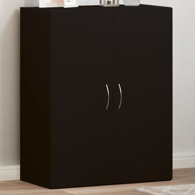 Armoire de classement noir 60x32x77,5 cm bois d'ingénierie 