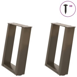 Pieds de table basse en U 2 pièces Acier naturel 28 x (42-43) cm Acier 