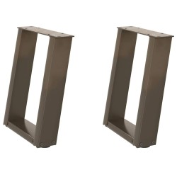 Pieds de table basse en U 2 pièces Acier naturel 28 x (42-43) cm Acier 