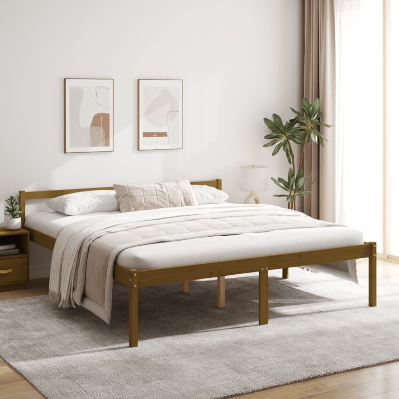 Lit pour personne âgée sans matelas 200x200 cm bois pin massif 
