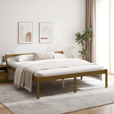Lit pour personne âgée sans matelas 200x200 cm bois pin massif 