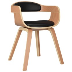 Chaise à manger Noir Bois courbé et similicuir 