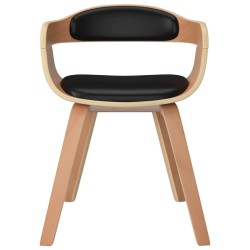 Chaise à manger Noir Bois courbé et similicuir 