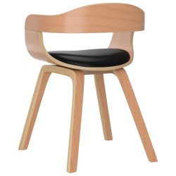 Chaise à manger Noir Bois courbé et similicuir 