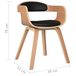 Chaise à manger Noir Bois courbé et similicuir 