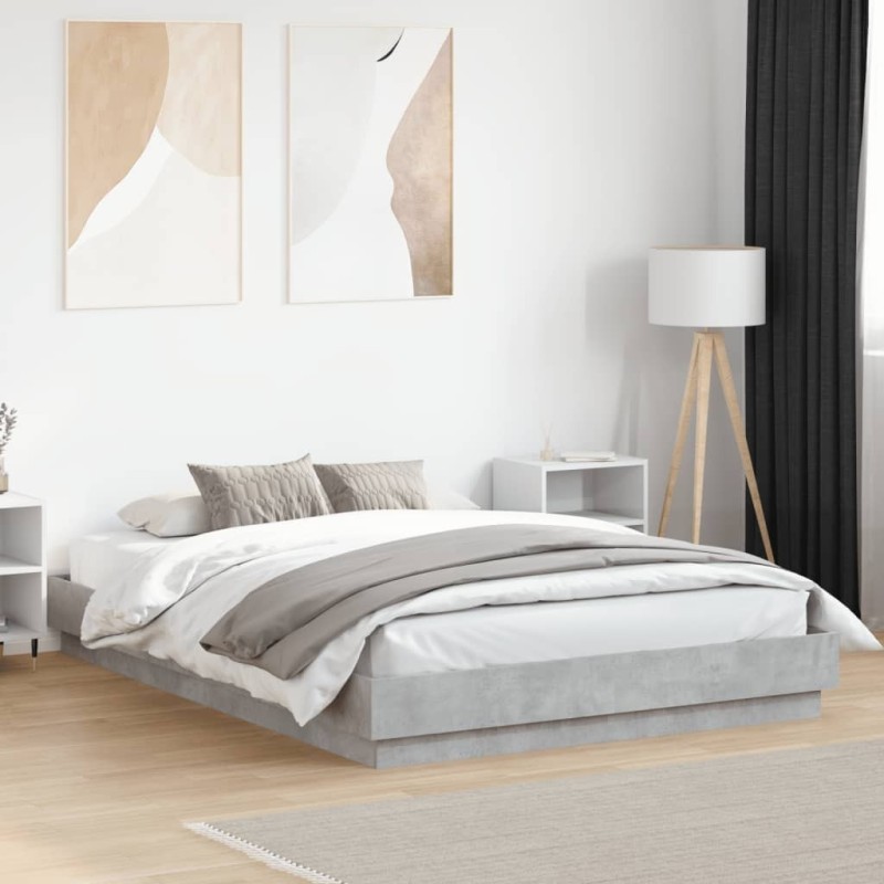 Cadre de lit sans matelas gris béton 150x200 cm Cadre de lit sans matelas gris béton 150x200 cm