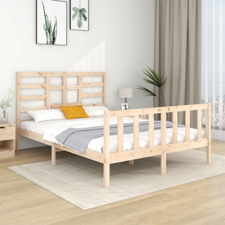 Cadre de lit sans matelas bois massif 135x190 cm 