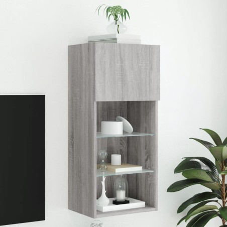 Meuble TV avec lumières LED sonoma gris 40,5x30x90 cm 